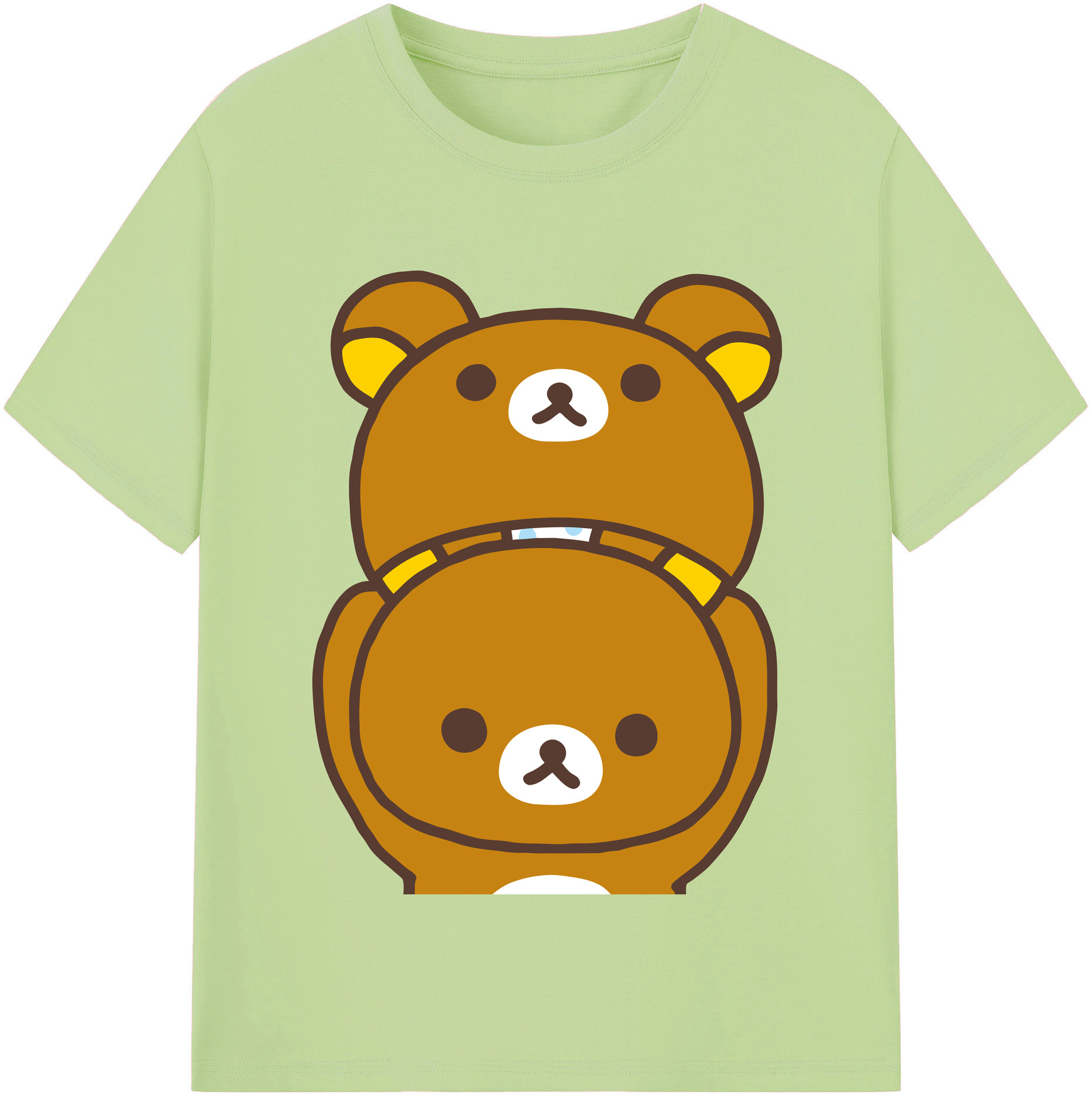 （画像用） リラックマ リラックマ キイロイトリ Rilakkuma Korilakkuma Kiiroitori 綿100％半袖Tシャツ（フロントプリント）